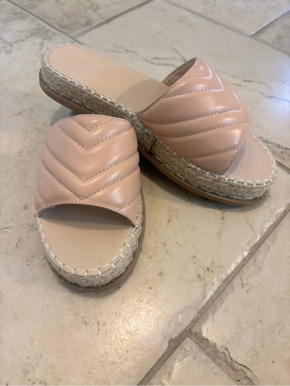 Women’s Nude Quilted Espadrille Slide Sandals